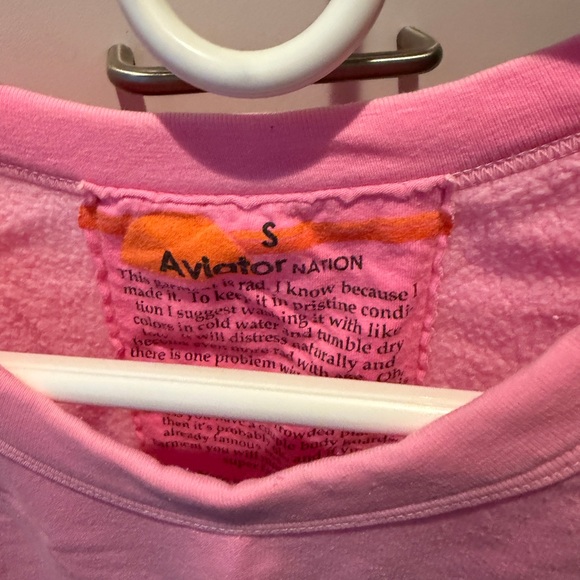 Aviator Nation 5 Stripe Neon Pink Sweatshirt - Picture 2 of 3
